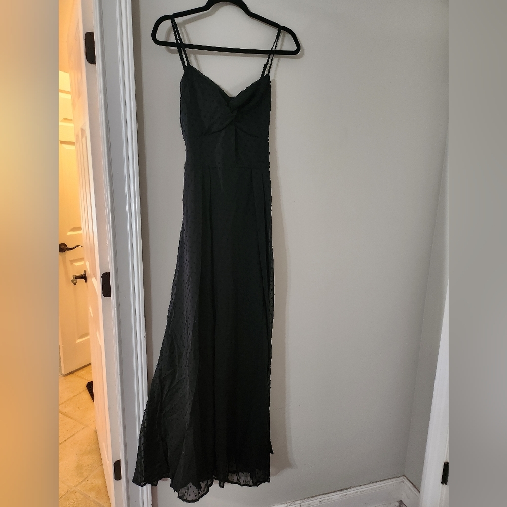 Belle Swiss Dot Twist Front Tie Backless Wrap Cami Dress